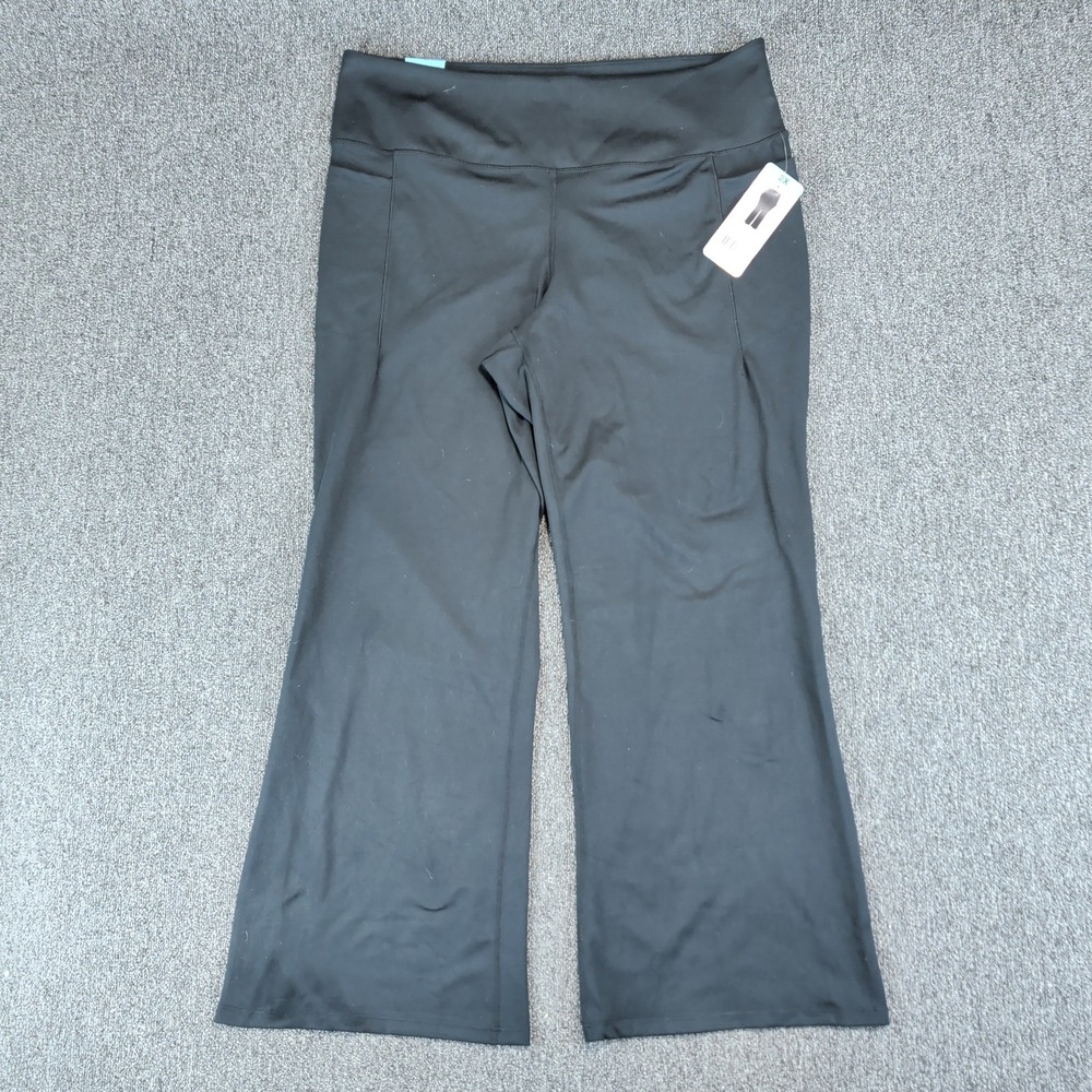 Jockey Studio Flare Pant Women 3X Black Salt Poly Spandex NWT Yoga Activewear — photo 2